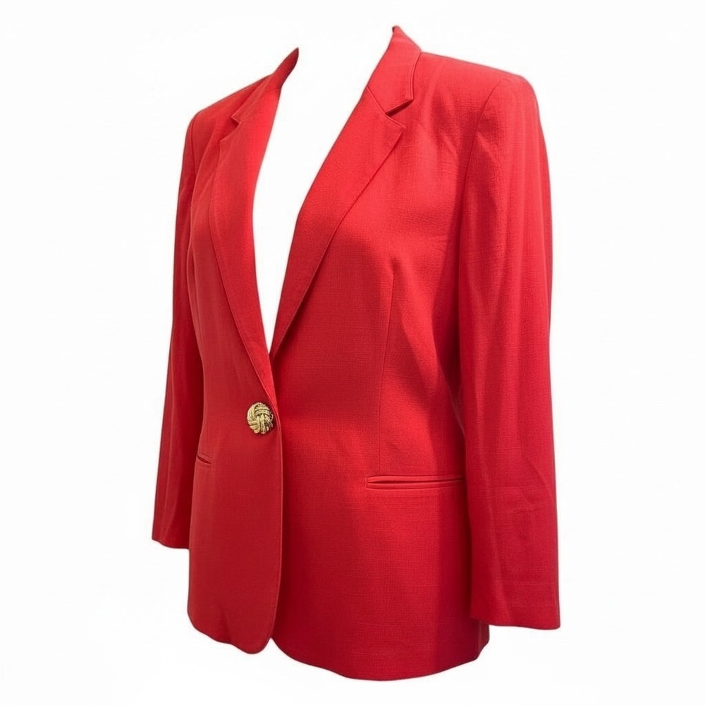Vintage Kathie Lee Blazer Coral Gold Button Single Breasted Women's Size‎ 10 USA